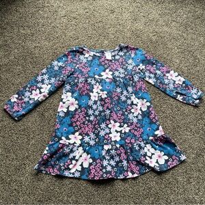 FINAL SALE 3/31/26 Carter’s Blue/Pink Floral Long Sleeve Dress, Size 3T